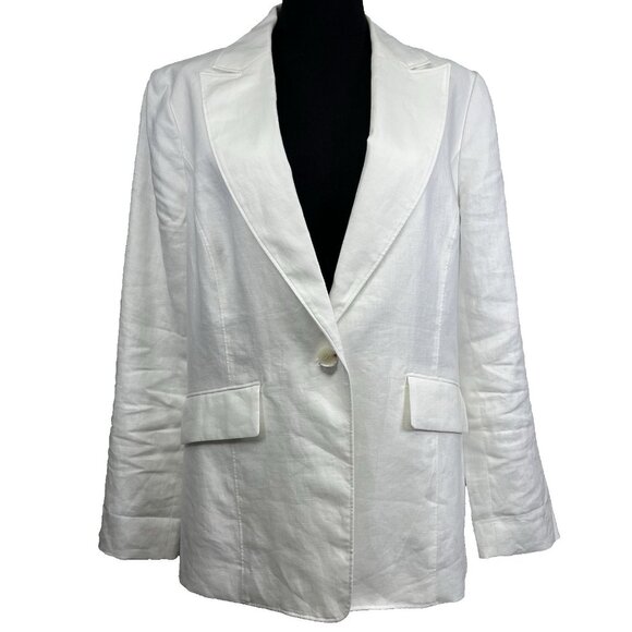 Talbots 100% Linen Blazer‎ Women's Size 12 NWOT 1-Button Classic Relaxed - Picture 1 of 13